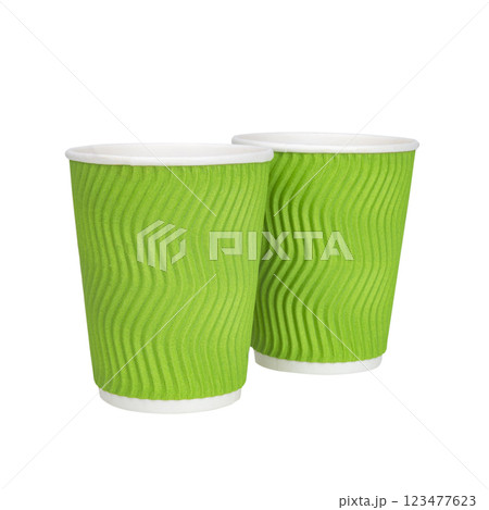 Takeaway corrugated paper cup for tea coffee isolated on the white background Takeaway corrugated paper cup for tea coffee isolated on the white background 123477623