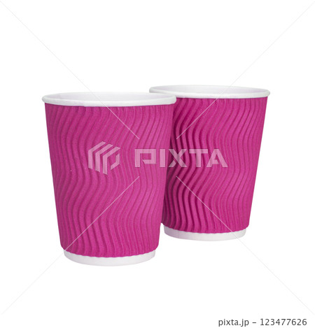Takeaway corrugated paper cup for tea coffee isolated on the white background Takeaway corrugated paper cup for tea coffee isolated on the white background 123477626