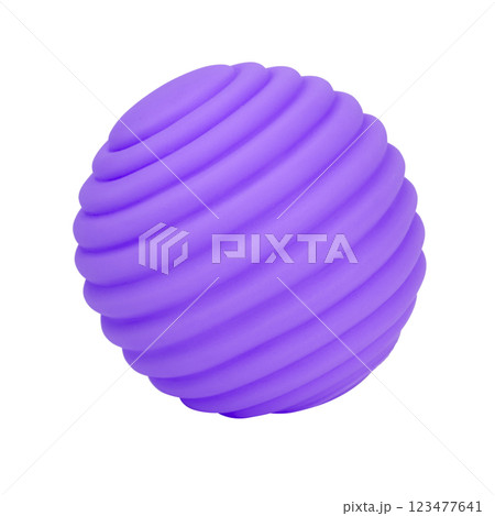Ribbed form silicone rubber ball wavy isolated on the white background 123477641