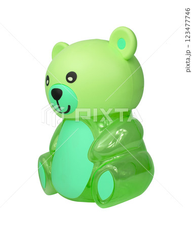 Pink toy bear plastic gift baby isolated on the white background Pink toy bear plastic gift baby isolated on the white background 123477746