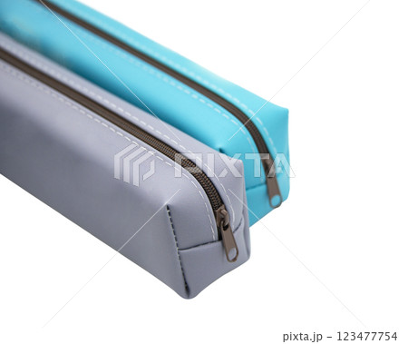 Long pencil pen case container isolated on the white background Long pencil pen case container isolated on the white background 123477754
