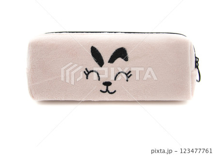Multicolored pencil pen case textile container isolated on the white background Multicolored pencil pen case textile container isolated on the white background 123477761