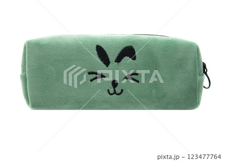 Multicolored pencil pen case textile container isolated on the white background Multicolored pencil pen case textile container isolated on the white background 123477764