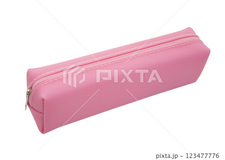 Pink pencil pen case container isolated on the white background Pink pencil pen case container isolated on the white background 123477776