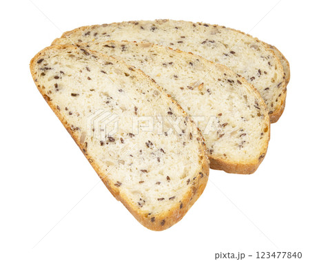 Whole wheat bread slices homemade baked isolated on the white product Whole wheat bread slices homemade baked isolated on the white product 123477840