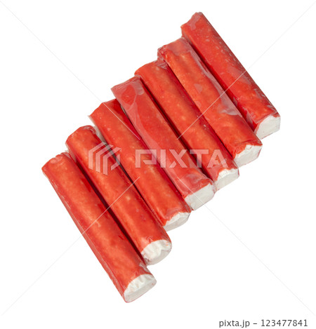Crab sticks food product isolated on the white background Crab sticks food product isolated on the white background 123477841