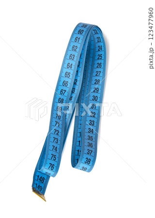 Blue tape measure diet concept isolated on the white Blue tape measure diet concept isolated on the white 123477960