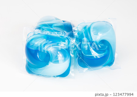 Washing gel capsule isolated on the white background 123477994