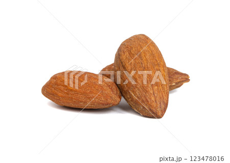 Almond nuts tasty food isolated on the white background 123478016