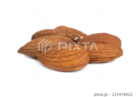 Almond nuts tasty food isolated on the white background 123478022