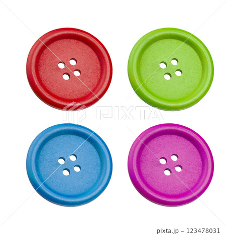 Multicolor cloth buttons sew material isolated on the white background 123478031