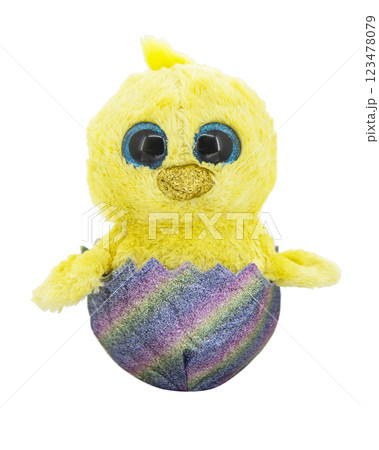 Chicken baby fluffy toy isolated on the white background 123478079