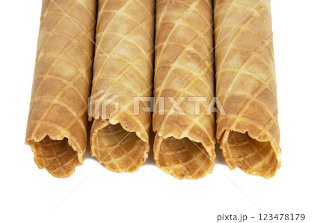 Wafer crispy stick tube isolated on the white background 123478179