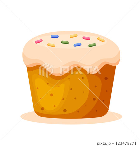 Traditional pastry for Easter - Easter cake. Vector illustration in flat cartoon style. 123478271