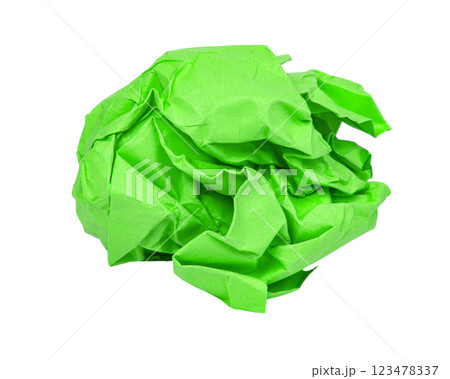 Crumpled green paper ball isolated on the white background Crumpled green paper ball isolated on the white background 123478337