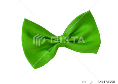 Green bow tie clothing accessory isolated on the white background 123478356