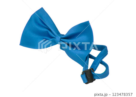 Blue bow tie clothing accessory isolated on the white background 123478357