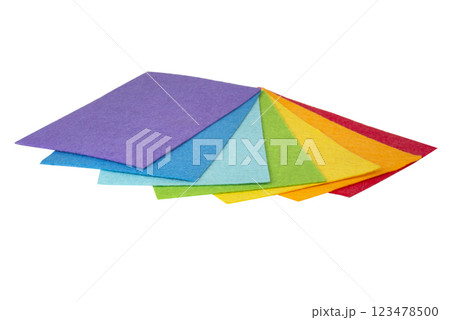 Rainbow felt decorative sheets isolated on the white background Rainbow felt decorative sheets isolated on the white background 123478500