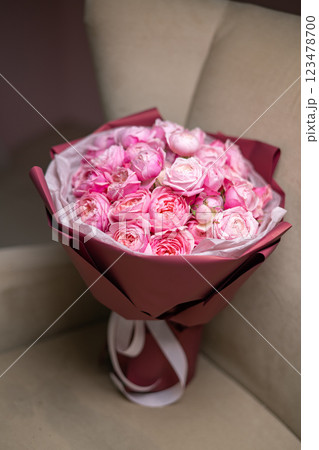 Beautiful Pink ranunculus Bouquet close up 123478700