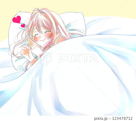 恋する笑顔で眠る女性 恋する笑顔で眠る女性 123478712