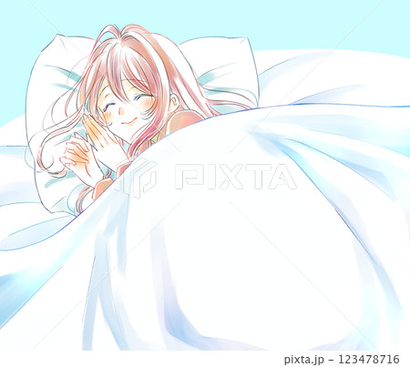 笑顔で眠る女性 123478716