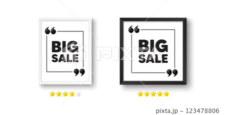 Picture frame with 3d quotation icon. Big Sale...のイラスト素材 [123478806 ...