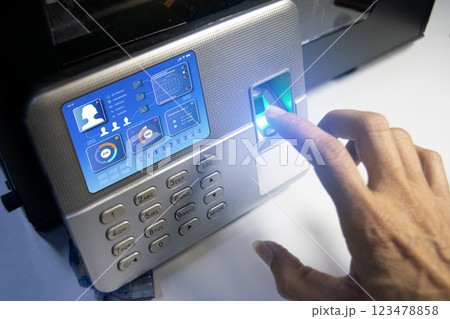 Concept of fingerprint and password login encryption 123478858