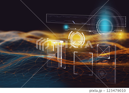3d rendering business illustration with low poly network technologies. Interface of worldwide stock, global market. Charts, diagrams and map showing trading activity. 3d rendering business illustration with low poly network technologies. Interface of worldwide stock, global market. Charts, diagrams and map showing trading activity. 123479010