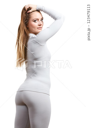 Fit woman in thermolinen underwear Fit woman in thermolinen underwear 123479113
