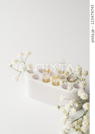 little organizer for your perfume samples. Luxury and natural cosmetics presentation. 123479745