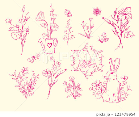 Easter bouquets of spring flowers 123479954