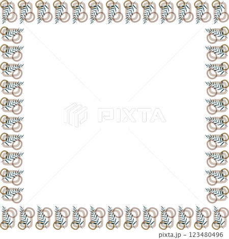 Square border frame template with flourish decoration. Plant branches empty frame elements Square border frame template with flourish decoration. Plant branches empty frame elements 123480496