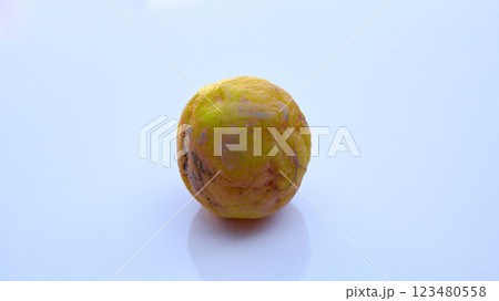 Overripe Fungus Lemon Spoiled, Bad, Unhealthy, Isolated on White Background Overripe Fungus Lemon Spoiled, Bad, Unhealthy, Isolated on White Background 123480558