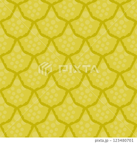 Vector snake pattern. Yellow dragon scale. Fish seamless texture. Gold skin background of reptile mermaid lizard. Oriental monster skin print Vector snake pattern. Yellow dragon scale. Fish seamless texture. Gold skin background of reptile mermaid lizard. Oriental monster skin print 123480701