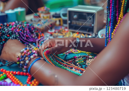 Colorful Handmade Bead Jewelry and Bracelets 123480719
