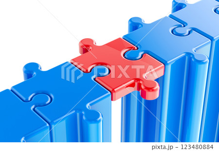Bridging Loans concept. Bridge from puzzles. 3D rendering 123480884