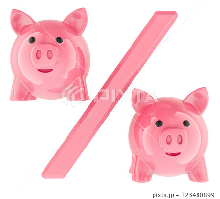 Piggy bank percent, 3D rendering Piggy bank percent, 3D rendering 123480899