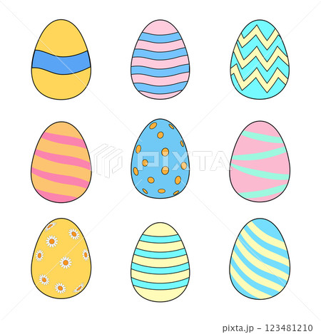 Easter egg set cartoon vintage style, Happy Easter Easter egg set cartoon vintage style, Happy Easter 123481210