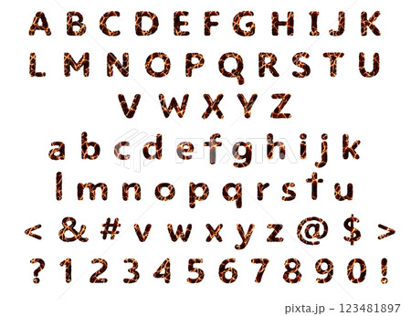English alphabet from A to Z and numbers from 0 to 9. Volcanic font made of lava English alphabet from A to Z and numbers from 0 to 9. Volcanic font made of lava 123481897