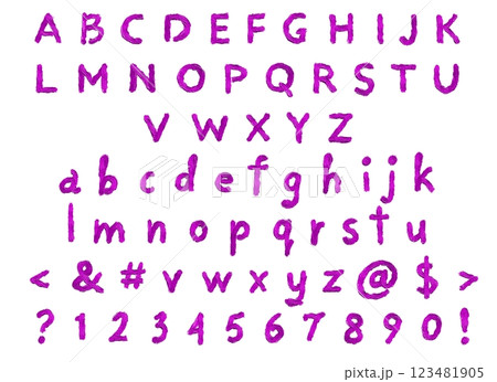 English alphabet from A to Z and numbers from 0 to 9. Handwritten font with oil paint. 123481905