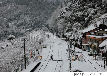 雪景色の祖谷　徳島の祖谷 123481956
