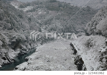 雪景色の祖谷　徳島の祖谷 123481962