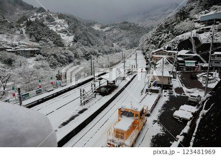雪景色の祖谷　徳島の祖谷 123481969