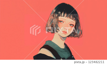 おしゃれな若い女性のポートレート 123482211