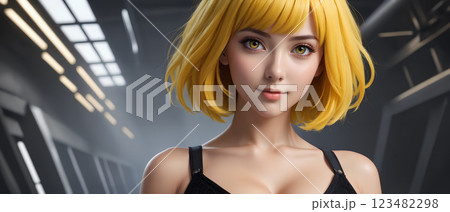 黄色い髪の美しい女性　beautiful woman with yellow hair 123482298