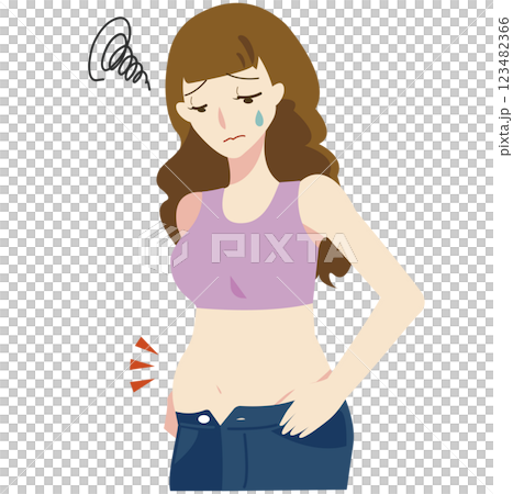A woman with long hair who feels fat 123482366