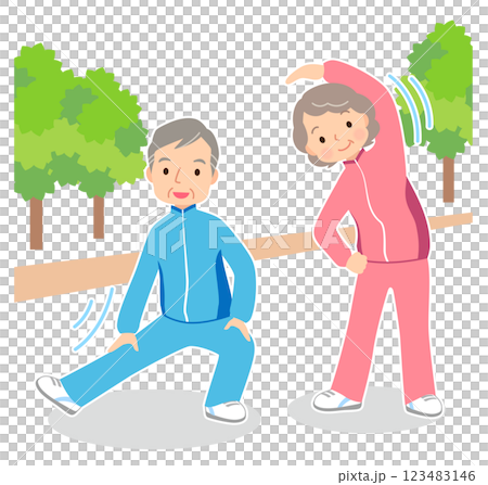 老年夫婦鍛鍊身體，老人，健康 123483146