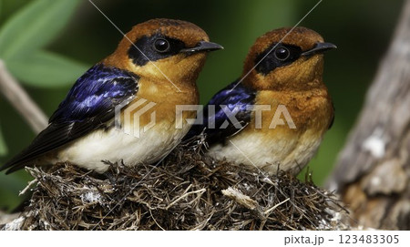 Swallows Nesting on Cliffside Preparing for Their Next Chapter of Life 123483305