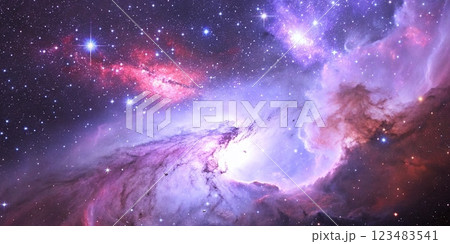 Pink space nebula clouds among star pigs Pink space nebula clouds among star pigs 123483541