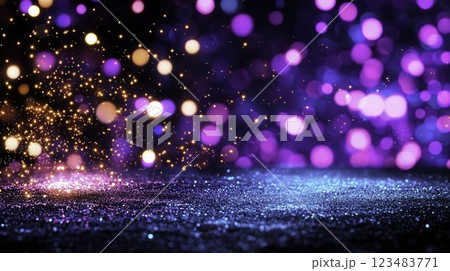 Colorful Bokeh Background with Glitter and Sparkles in Darkness Colorful Bokeh Background with Glitter and Sparkles in Darkness 123483771